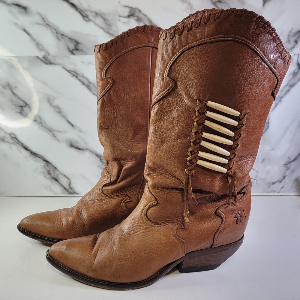 Cowboy Boots, Zodiac Cowboy Leather Boots Size 8 Made In USA